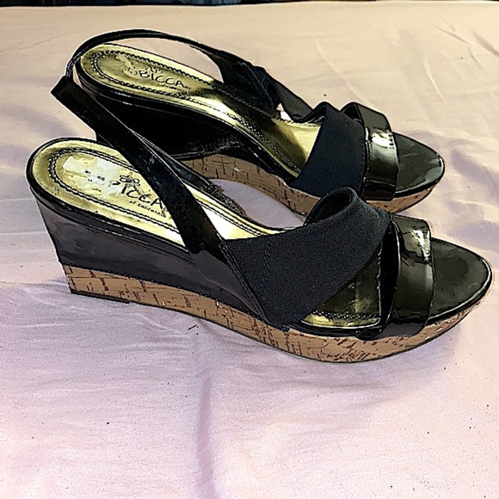 Sbicca strappy cork wedges